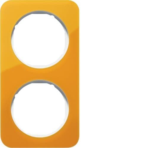 Plaque de recouvrement 2 postes R.1 acryl Orange transparent / Blanc polaire vue 1