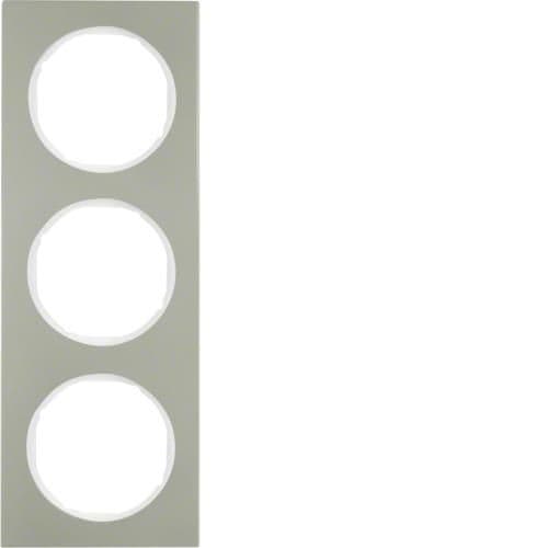 Plaque de recouvrement 3 postes Berker R.3 Inox / Blanc polaire vue 1