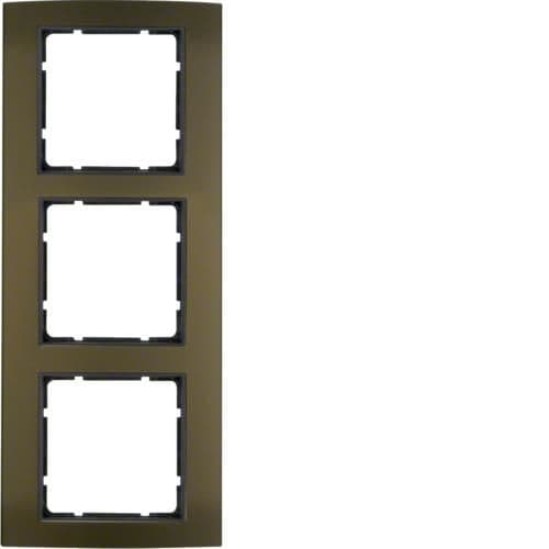 Plaque de recouvrement 3 postes Berker B.3 Alu, Marron / Anthracite vue 1