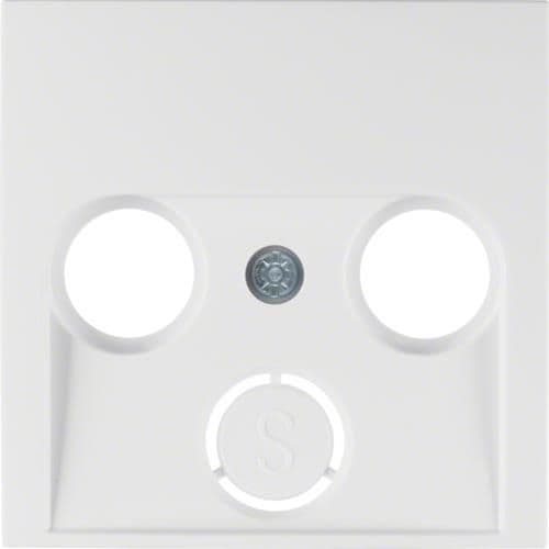 Enjoliveur pour prise coaxiale 2 et 3 trous Berker S.1 / B.3 / B.7 Blanc polaire, brillant vue 1