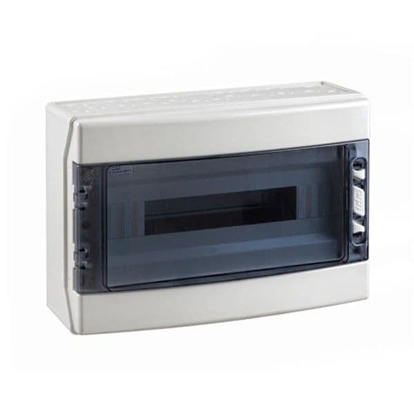 Coffret apparent IP65 avec porte transparente 1 x 18 modules + bornier de terre vue 1