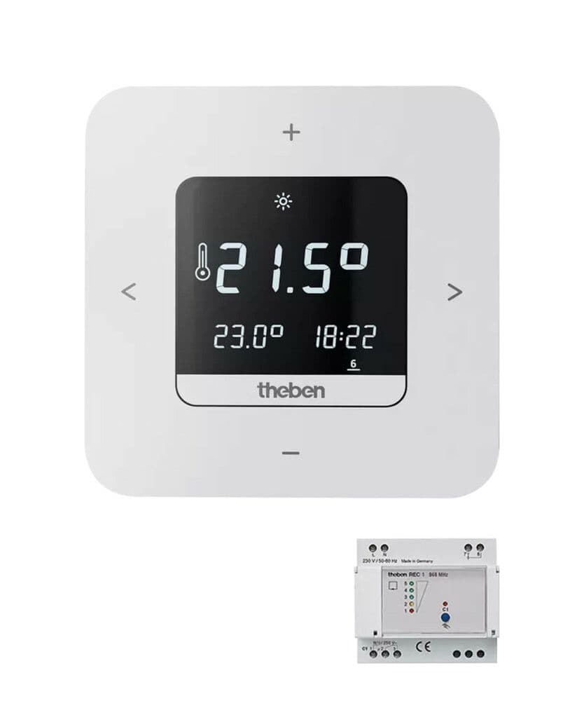 Theben RAM 813 top3 HF set1 thermostat programmable digital sans fil - blanc vue 1