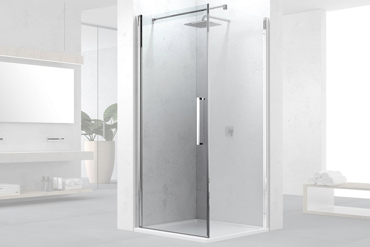 PORTE PIVOTANTE ANGLE SWING 77-79 H200 CHROME-CLAIR vue 1