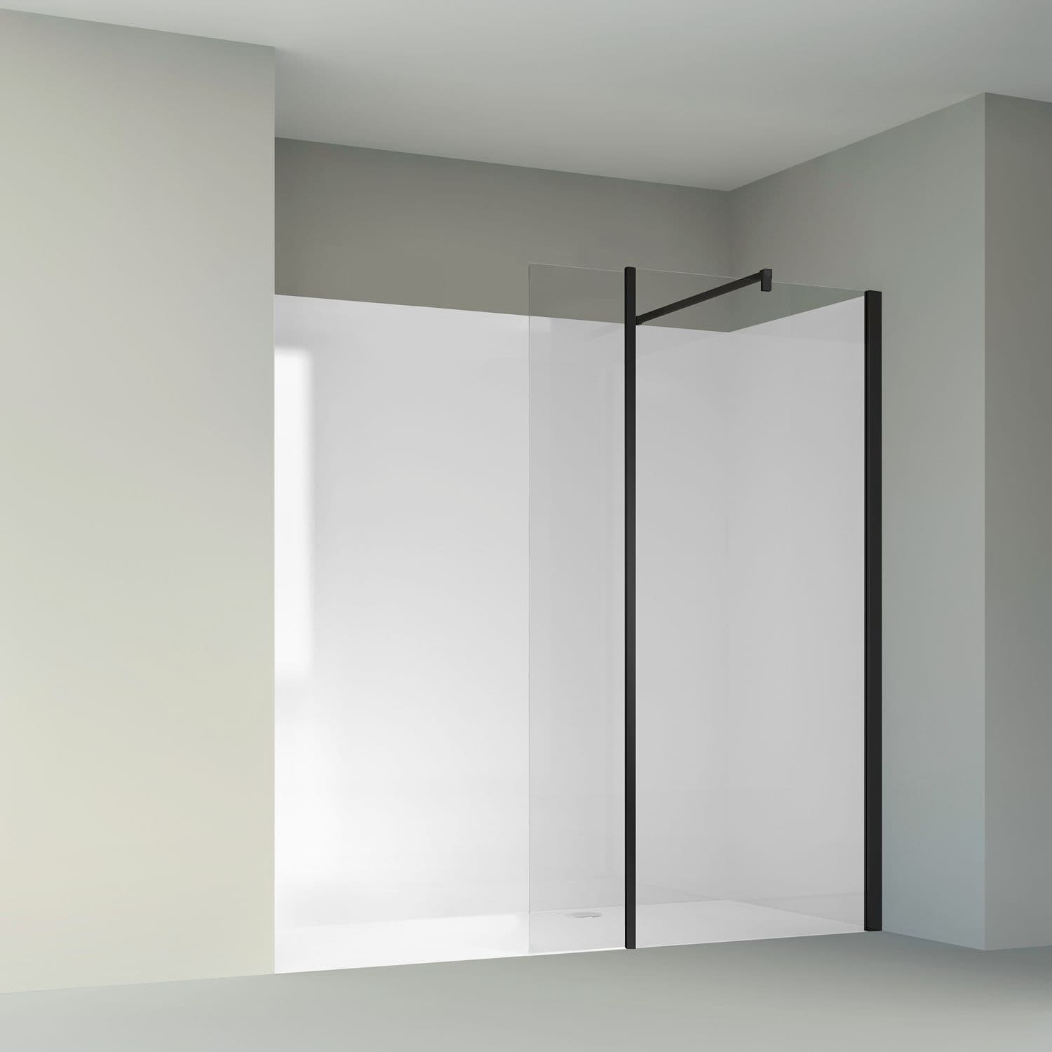 PAROI D'ANGLE PIVOTANTE WING 300X2000X8 NANOTEC CLAIR/NOIR MAT vue 1