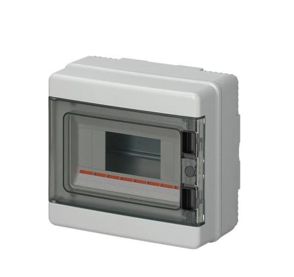 Coffret apparent 8 modules 1 rangée porte transparente IP65 dim. 200 x 180 x 100 vue 1