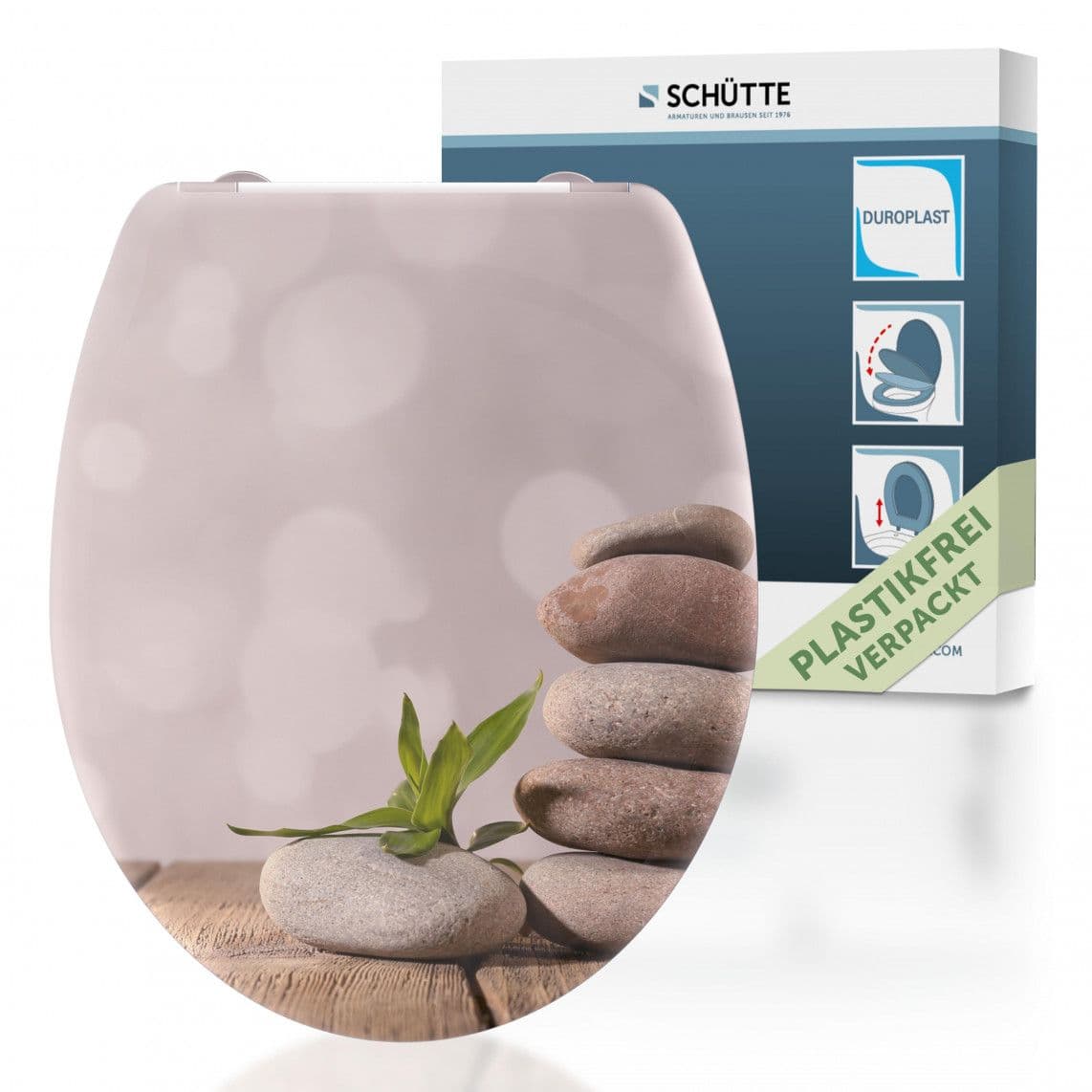 82380 abattant WC en Duroplast STONE PYRAMID, avec frein de chute et déclipsable vue 1