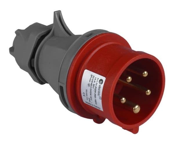 Fiche CEE mâle avec inverseur de phase 5 x 32A 380 - 415Vac Rouge IP44 vue 1