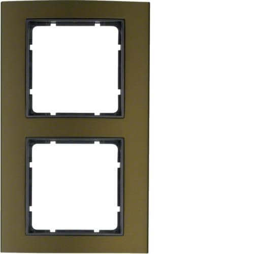Plaque de recouvrement 2 postes Berker B.3 Alu, Marron / Anthracite vue 1