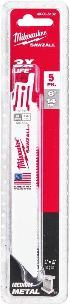 Milwaukee lame de scie sabre S bimétal 150 mm 18 dents (lot de 5) vue 1