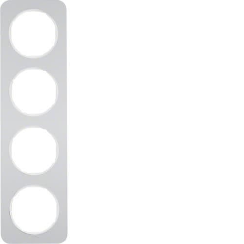 Plaque de recouvrement 4 postes Berker R.1 Alu / Blanc polaire vue 1