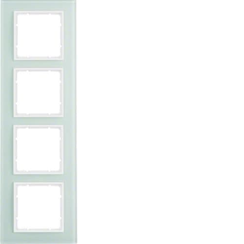 Plaque de recouvrement 4 postes Berker B.7 Verre, Blanc polaire vue 1