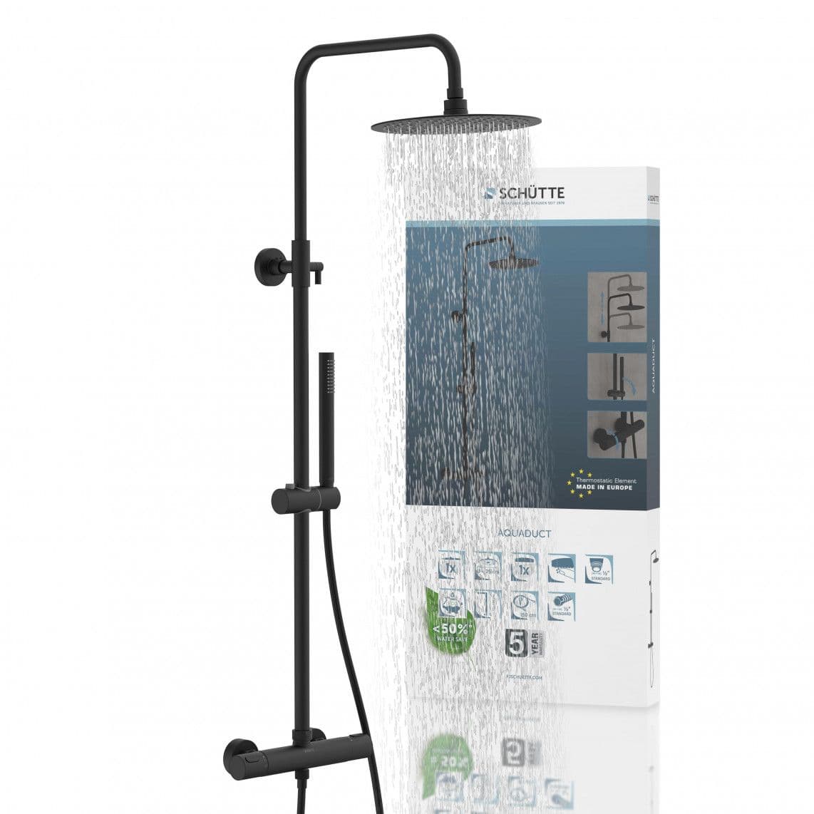 60074 AQUADUCT Set douche de pluie avec Mitigeur thermostatique, noir mat vue 1