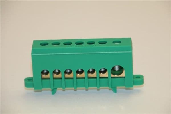Barre de terre pour rail din section 1 x 35 - 6 x 16 Verte vue 1