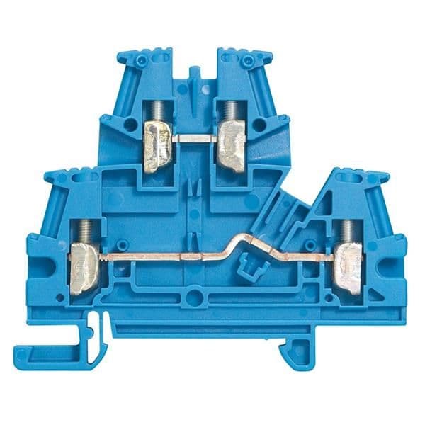 Bloc vis passage 2 jonctions -2 étages 4mm² (pas 6mm), Bleu - Viking 3 vue 1