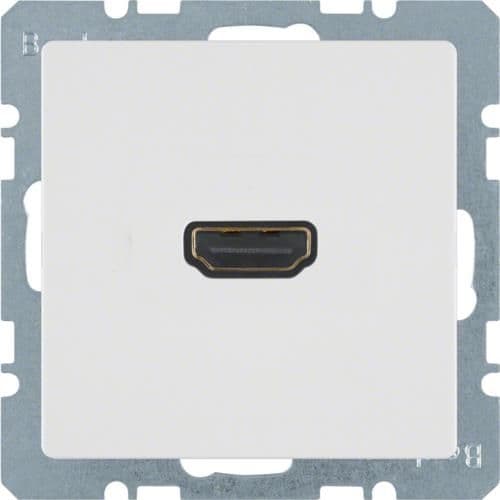 Prise Hdmi avec fiche de connexion 90° Berker Q.1 / Q.3 Blanc polaire, Velours vue 1