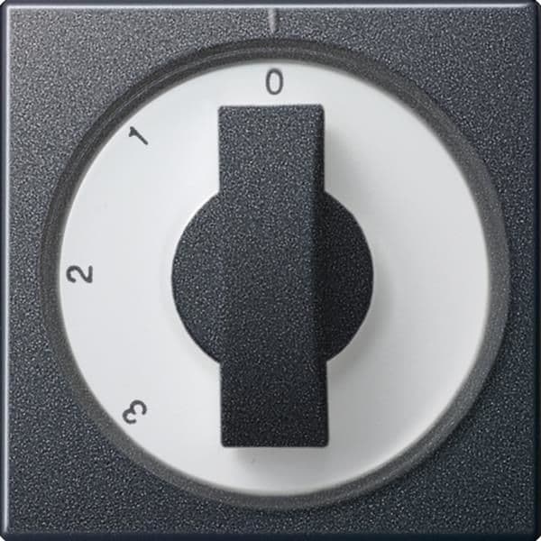 Cache avec manette pour interrupteur rotatif à 3 positions Anthracite position zéro vue 1