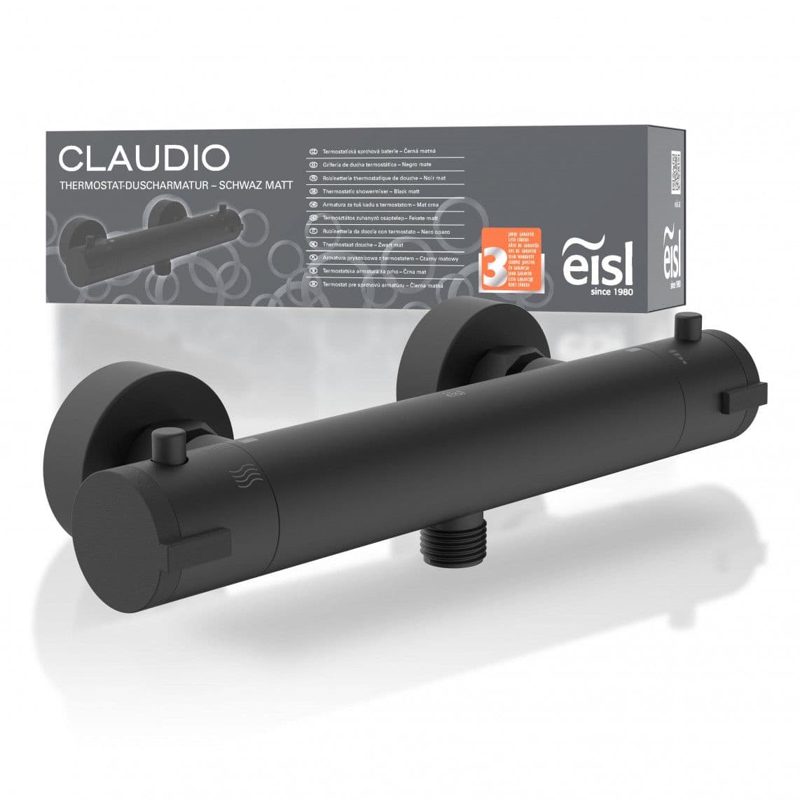 CLT168ACRBL CLAUDIO Mitigeur thermostatique de douche, noir mat vue 1