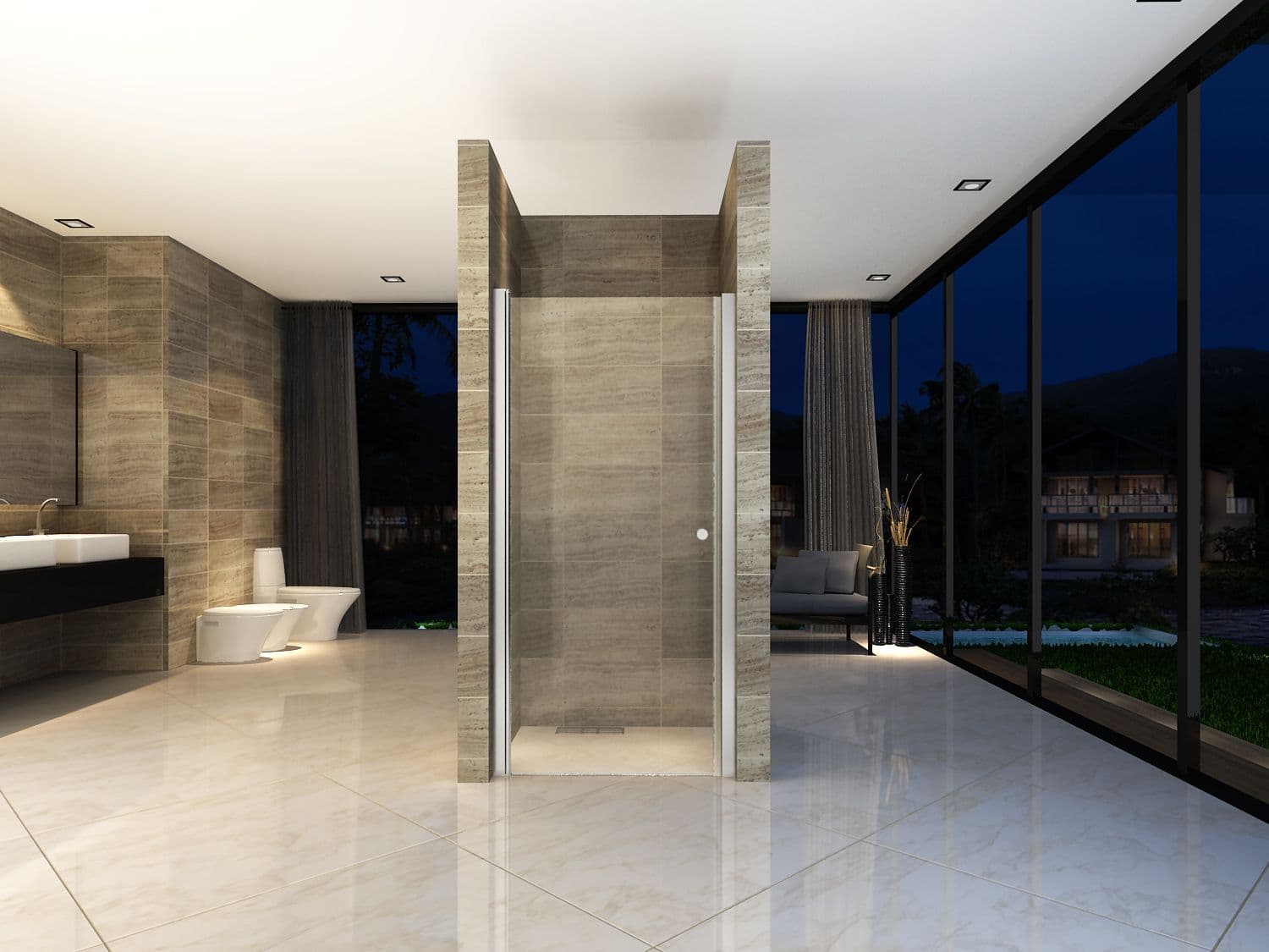 ALONI PORTE PIVOTANTE POUR NICHE - 10000X1900MM - CHROME-VERRE CLAIR vue 1