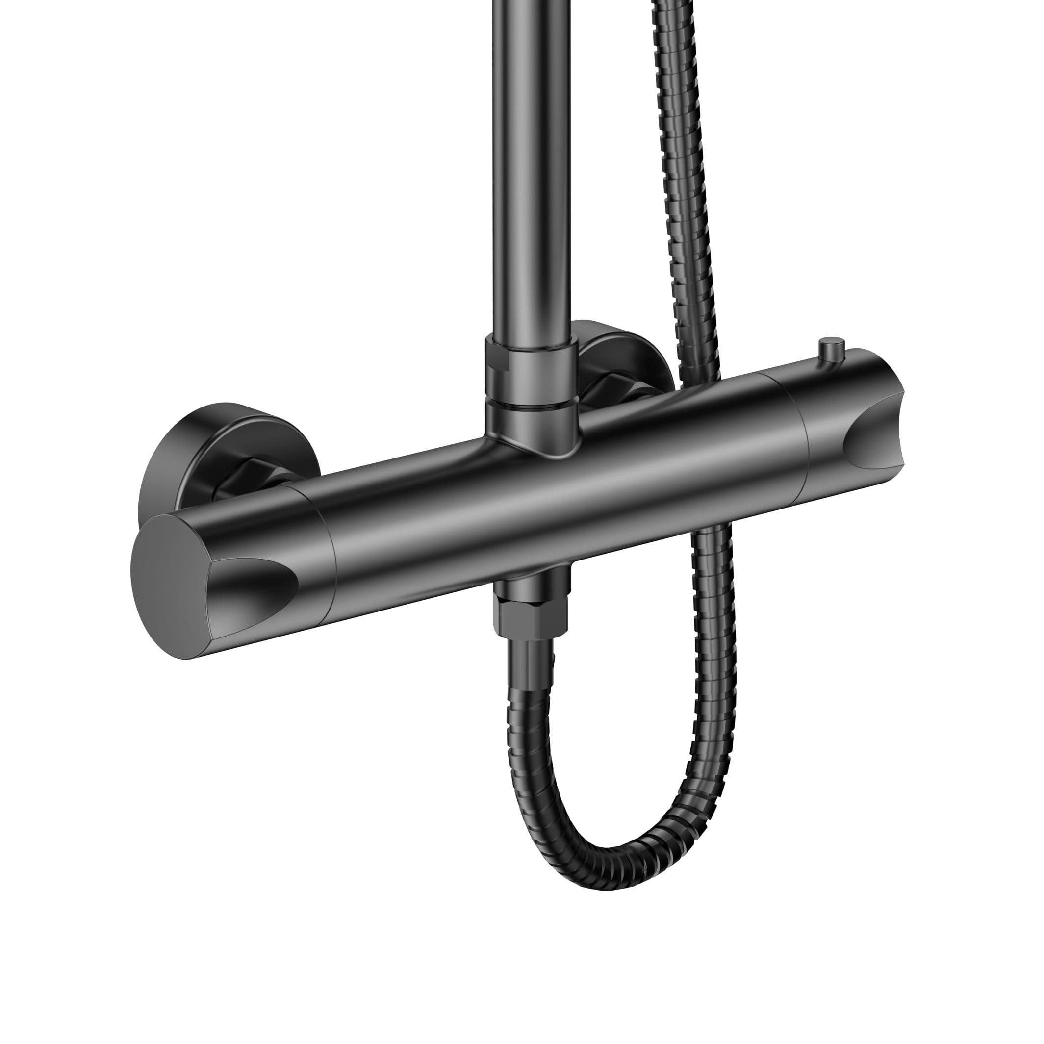 ALONI OPTIMA RONDO SET DE DOUCHE À JETS DE PLUIE – THERMOSTATIQUE – MONTAGE APPARENT – GUNMETAL vue 1