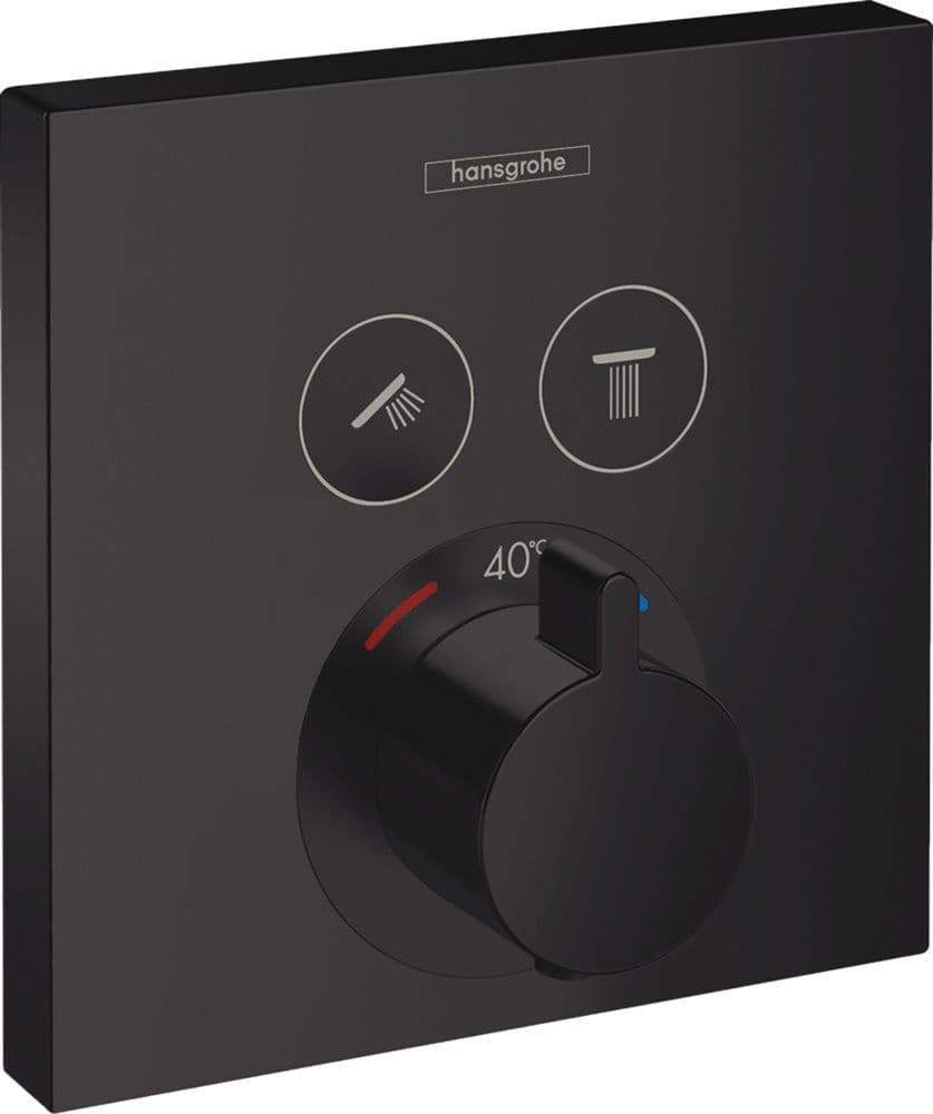 Hansgrohe ShowerSelect thermostatique mural encastré 2 systèmes noir mat vue 1