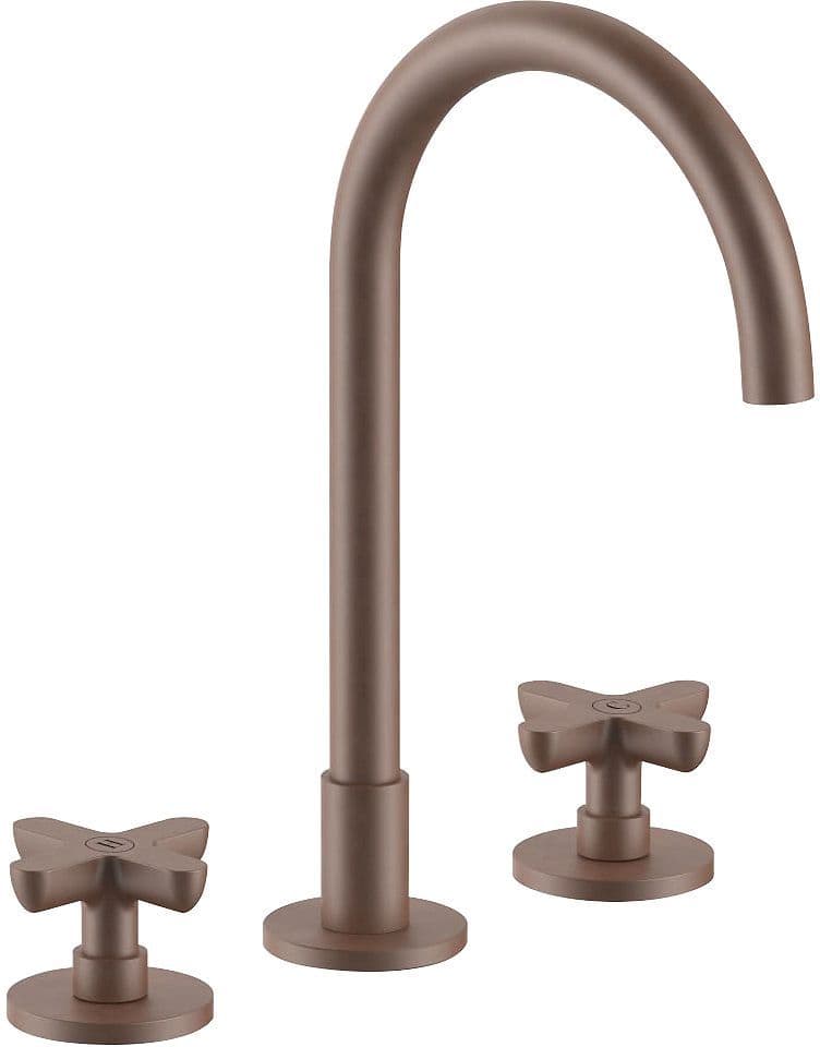 3 TROUS MITIGEUR LAVABO ICONA CLASSIC FANTINI SANS VIDAGE SAILLE 160MM MAT COPPER PVD vue 1