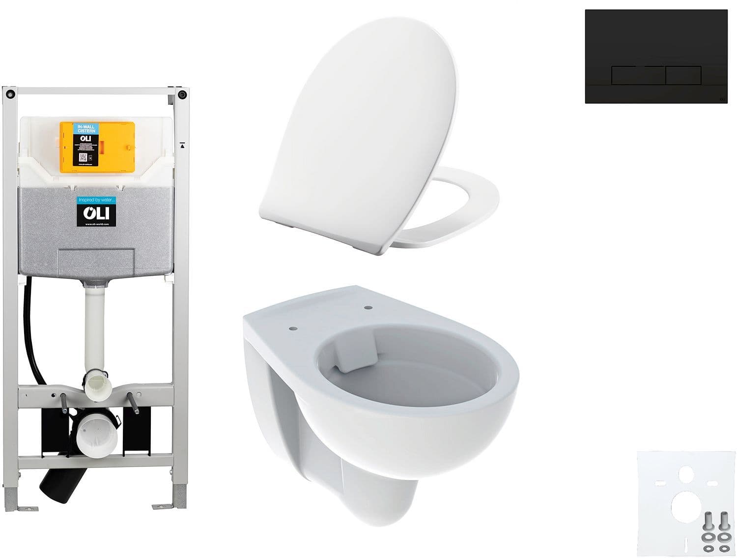 WALLFIX OLI WC SUSPENDU BASTIA RIMFREE PERSSALIT T SOFTCLOSE + LIFT-OFF GLAM MAT NOIR vue 1