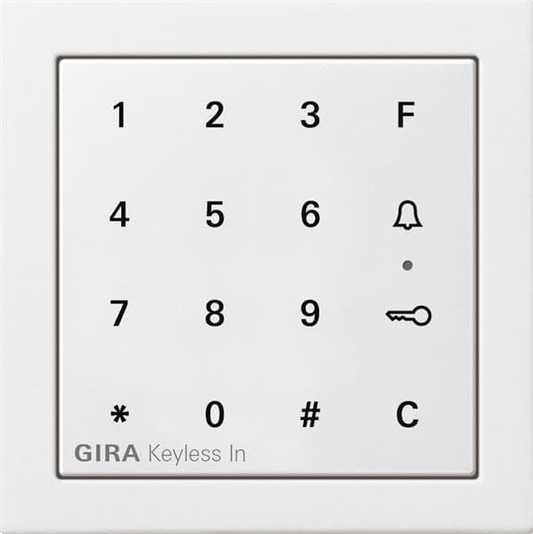 Clavier à code Gira Keyless In Blanc brillant Gira F100 - clavier à code comme système de contrôle vue 1
