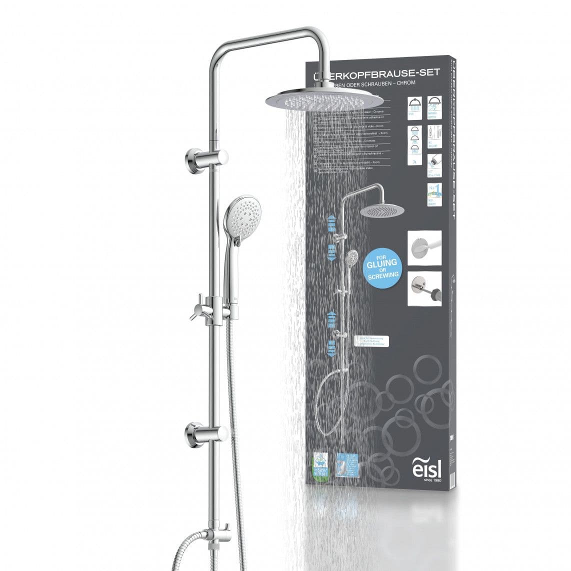DX12009 Set douche de pluie à coller, chromé vue 1