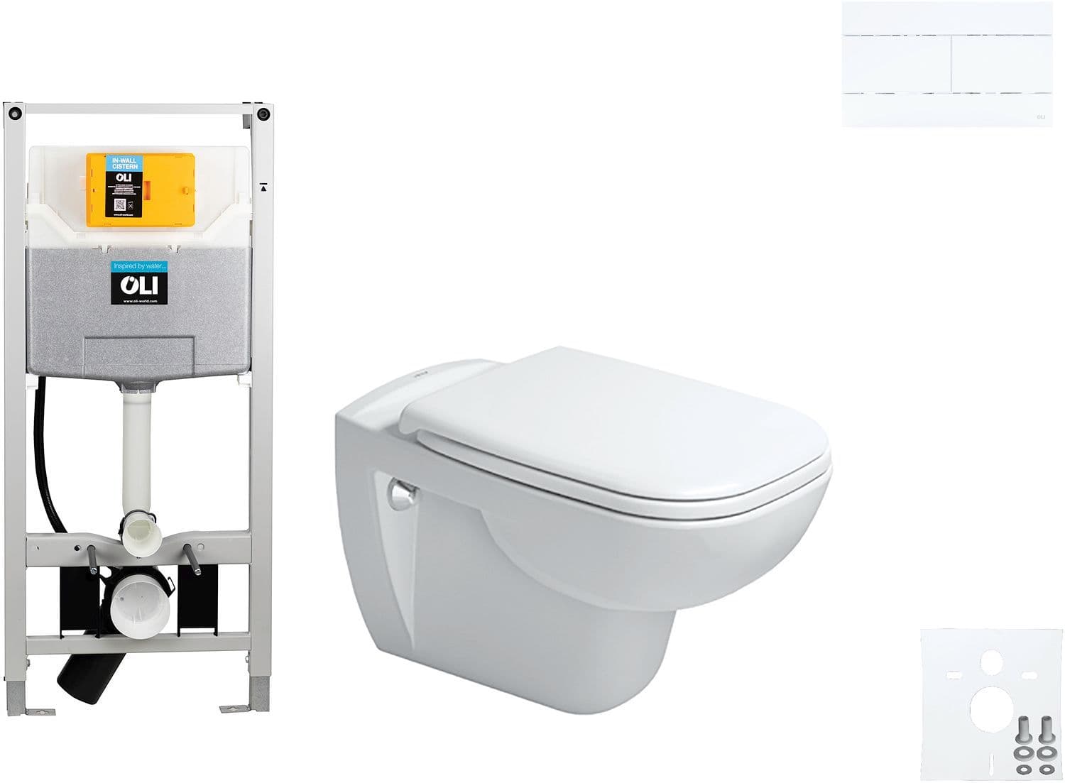WALLFIX OLI WC SUSPENDU D-CODE DURAVIT CODE SOFT-CLOSE SLIM BLANC MAT vue 1