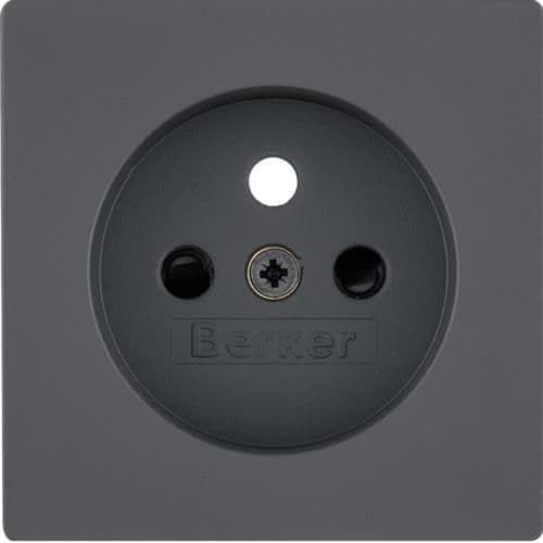 Sets de finition pour prise de courant avec terre Berker Q.1 / Q.3 Anthracite, Velours vue 1