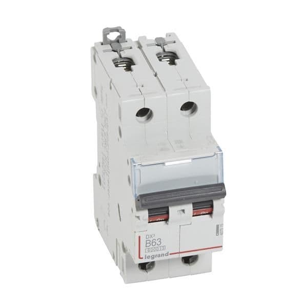 Disjoncteur DX³ 6000A / 10kA 2 pôles courbe B 63A 230 / 400V - 2 modules vue 1