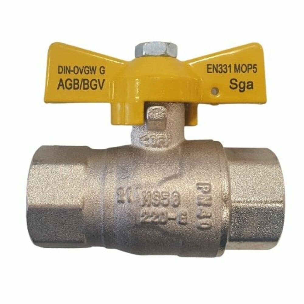 Van Marcke robinet d'arrêt gaz type FF-papillon ARGB 3/4" laiton vue 1