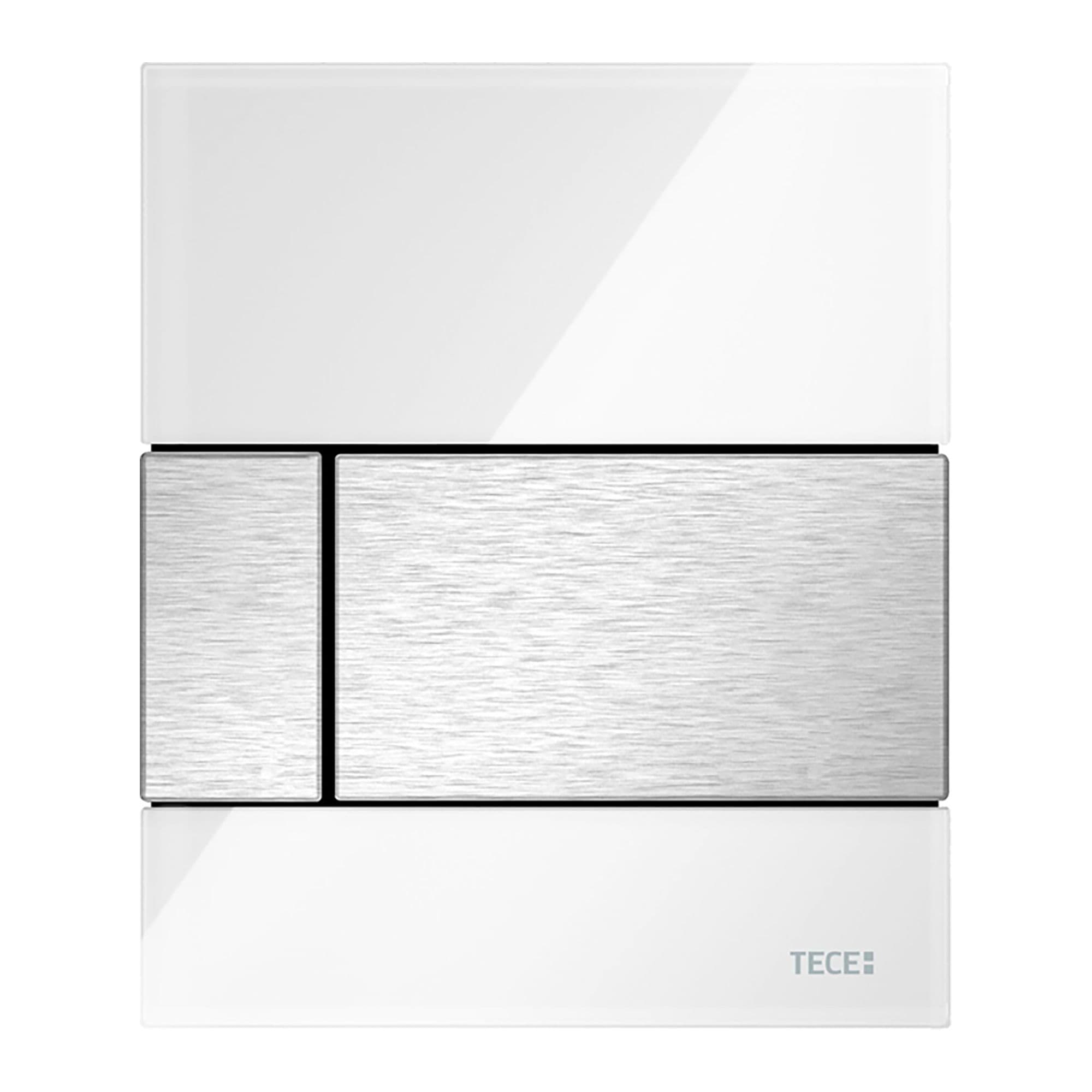 TECESQUARE GLASS - PLAQUE DE DÉCLENCHEMENT URINOIR - CARTOUCHE INCLUSE - VERRE - VERRE BLANC BRILLANT - TOUCHE RVS LOOK vue 1