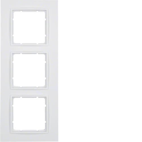 Plaque de recouvrement 3 postes Berker B.7 Blanc polaire, mat vue 1