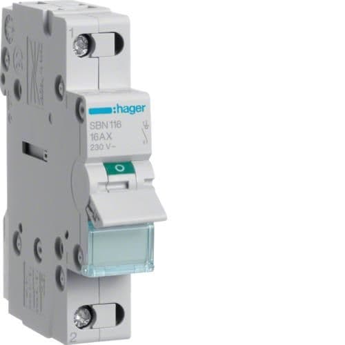 Interrupteur modulaire 1 pôle 16A vue 1
