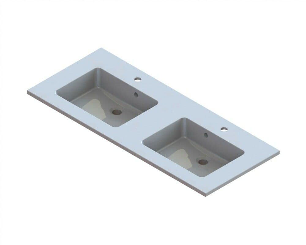 intro Taz tablette intégrée marbre minéral avec 2lavabos 1200x500mm blanc vue 1