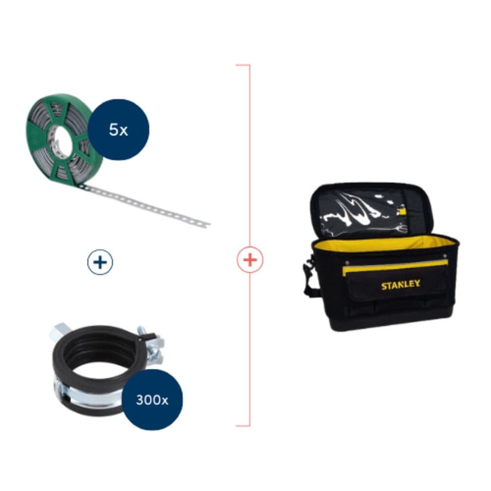 Walraven paquet promotie bande de montage + colliers KSB1 + coffret à outils Stanley gratuit vue 1