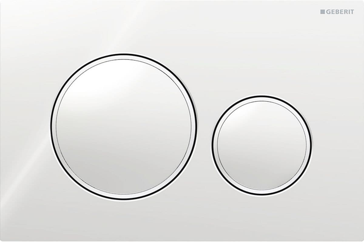 PLAQUE DE COMMANDE 2 TOUCHES SIGMA 20 GEBERIT BLANC BRILLANT-MAT SATIN vue 1