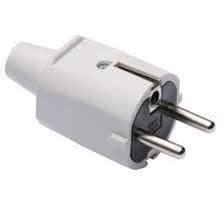Fiche mâle caoutchouc 2 pôles + T 10 / 16A - 250V IP20 BLANC vue 1