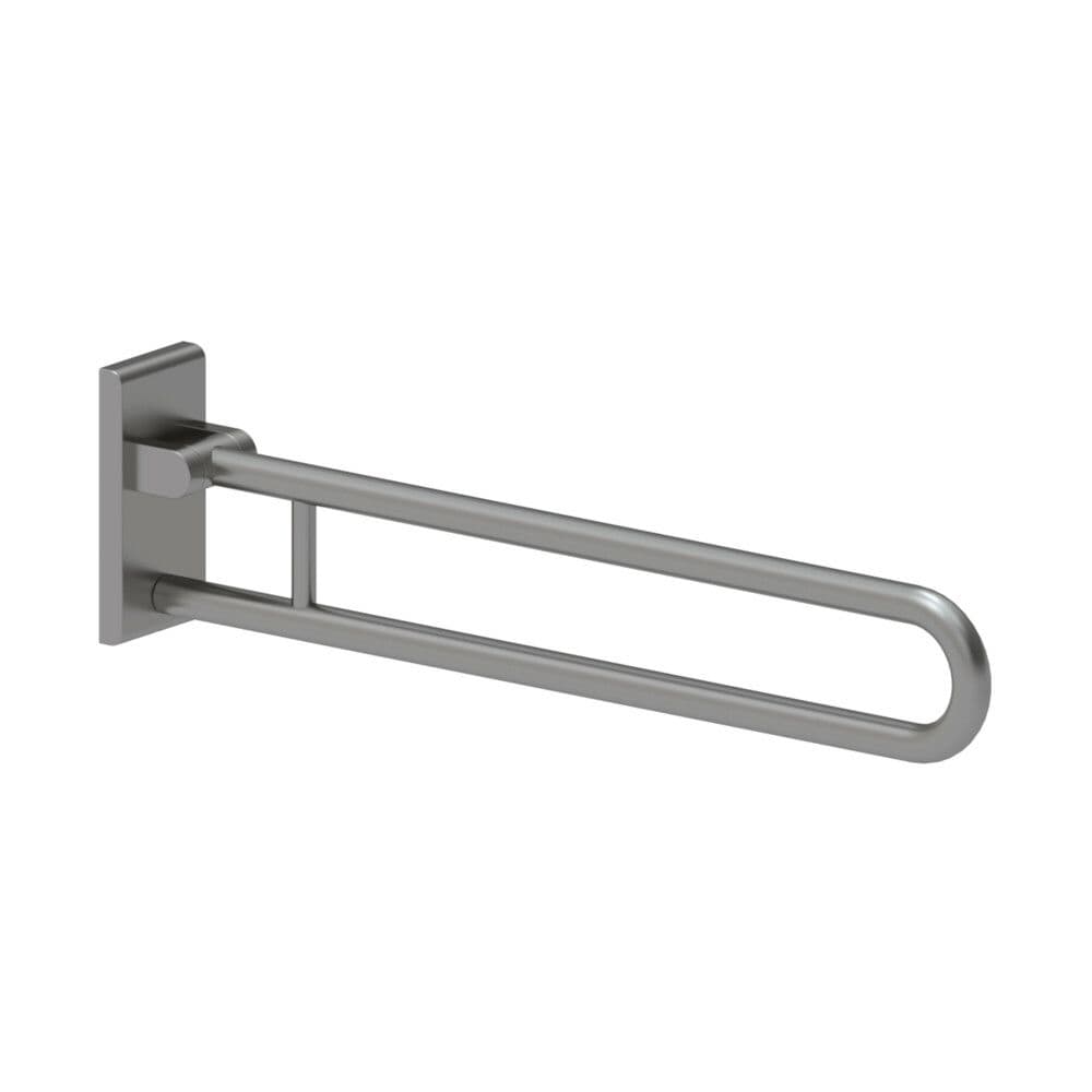 Normbau Inox Care barre d'appui rebattable 850 mm avec platine de fixation inox vue 1