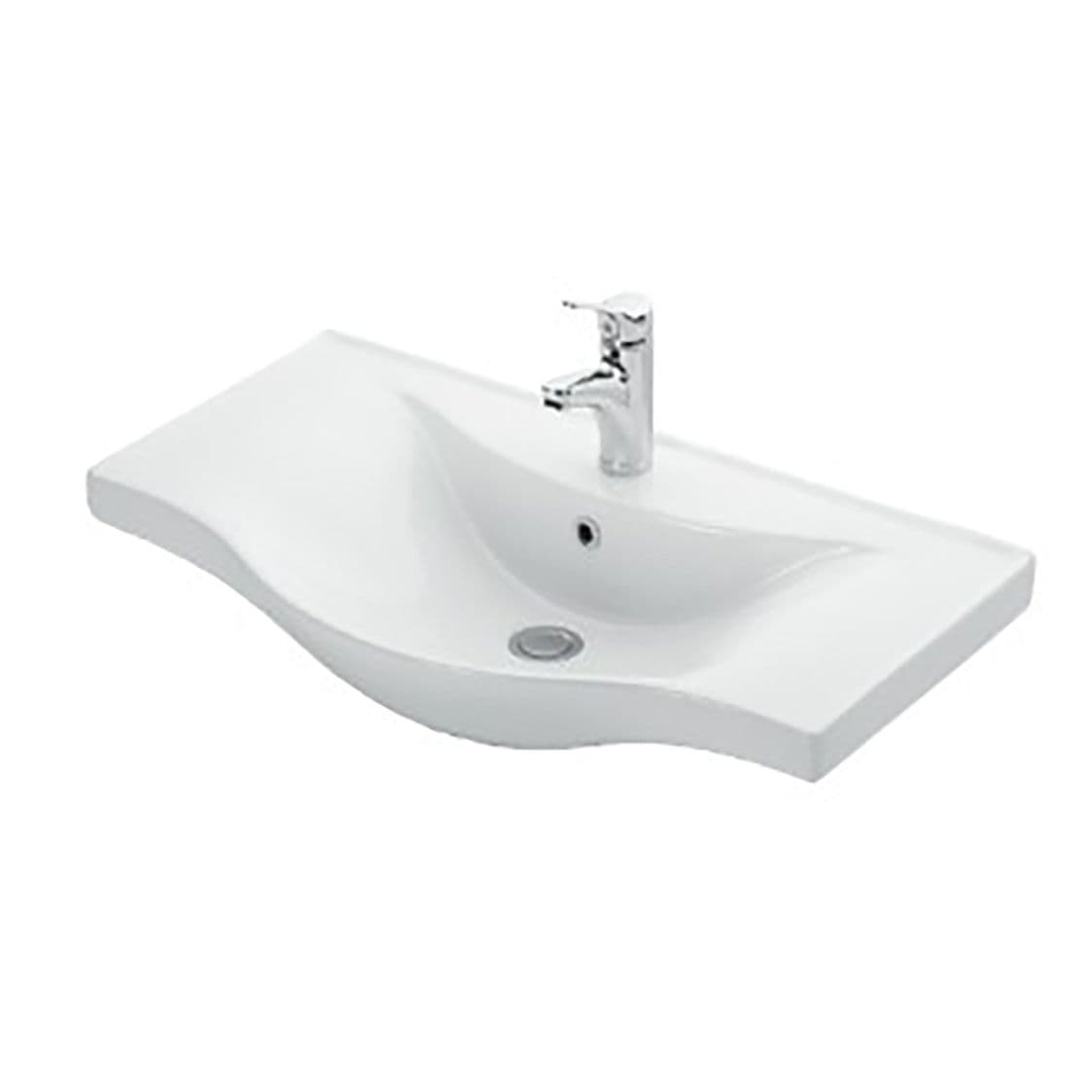 ALECO LAVABO – 1 VASQUE – AVEC TROP-PLEIN – 1 TROU ROBINET – CÉRAMIQUE – 80X4X45,5 CM – BLANC BRILLANT vue 1