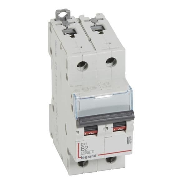 Disjoncteur DX³ 6000A / 10kA 2 pôles courbe B 02A 230 / 400V - 2 modules vue 1