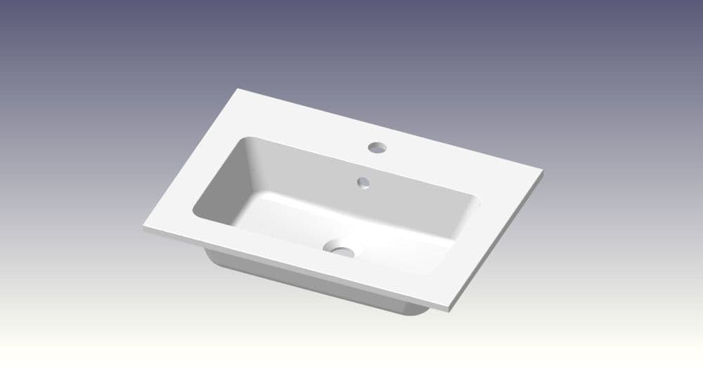 intro Cor tablette avec 1lavabo intégré 605x460x14mm blanc mat vue 1