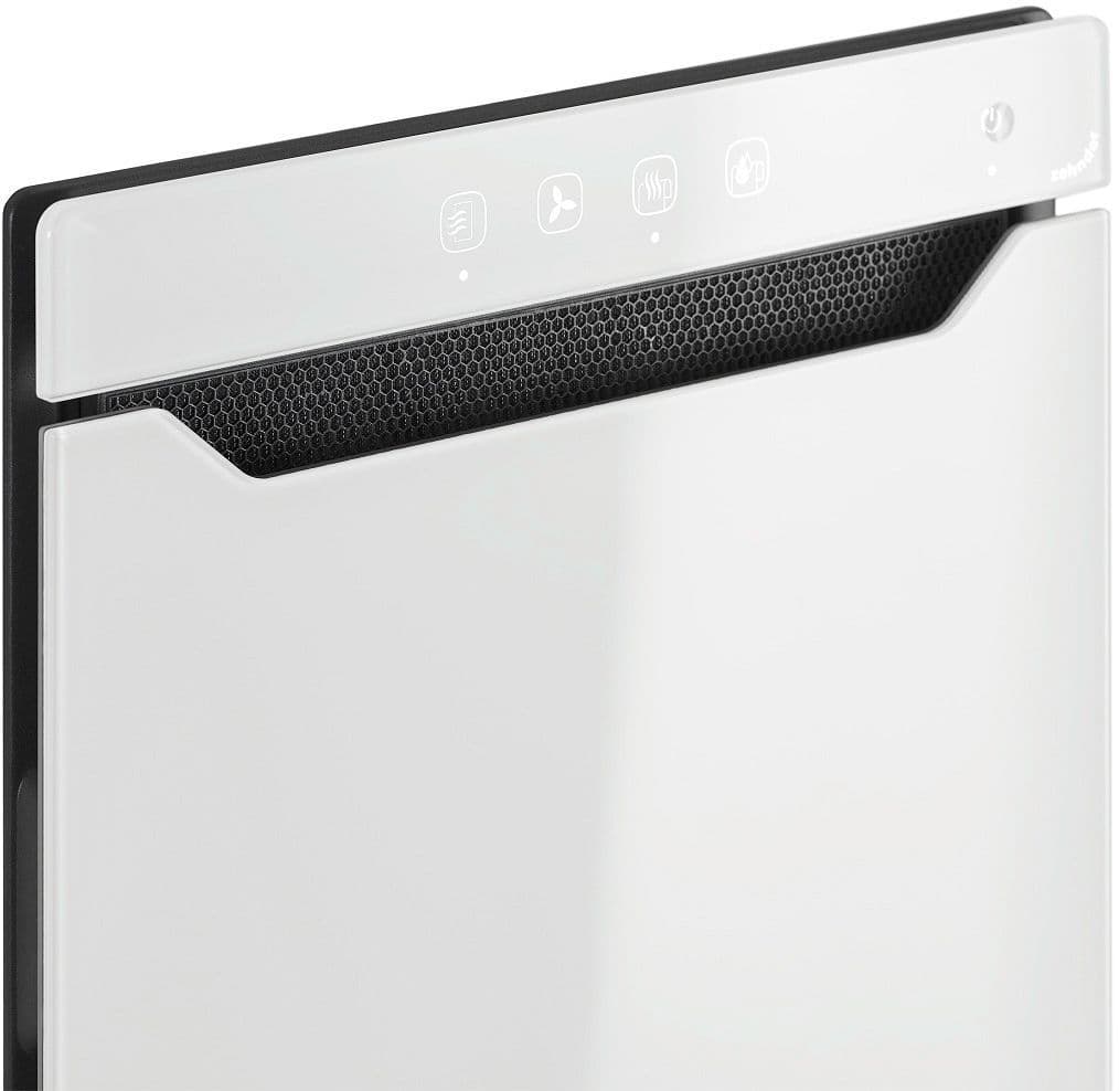 SECHE SERVIETTES AVEC SURFACE DE VERRE INFRAROUGE BLANC TOURNANT A GAUCHE ZENIA ZEHNDER 1000W+225W vue 1