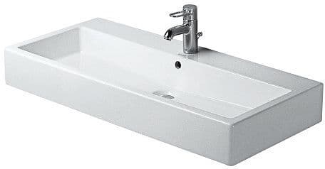 VASQUE A POSER DOUBLE VERO DURAVIT 100CM + 2 TROUS ROBINET/TROP-PLEIN BLANC vue 1