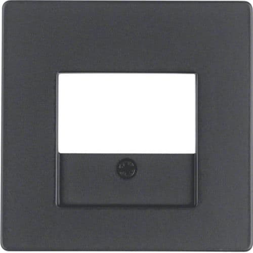 Enjoliveur pour prise informatique et connexions haut - parleurs Berker Q.1 / Q.3 Anthracite, velour vue 1