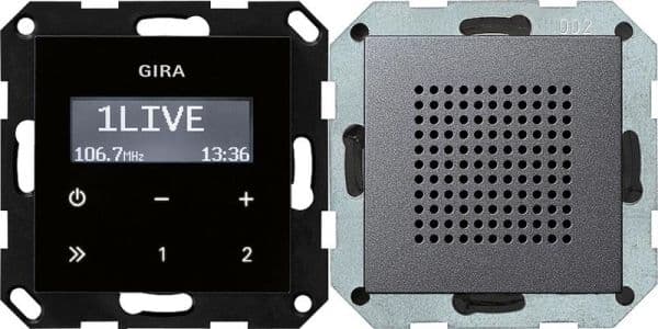 Radio RDS encastrée avec un haut-parleur Anthracite module rapporté de commande en optique verre vue 1