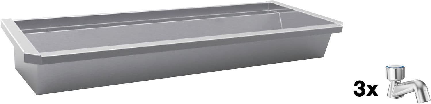 AUGE MURAL SANILAV INTERSAN 180CM INOX 3 ROBINETS D'EAU FROIDE A PIQUER vue 1
