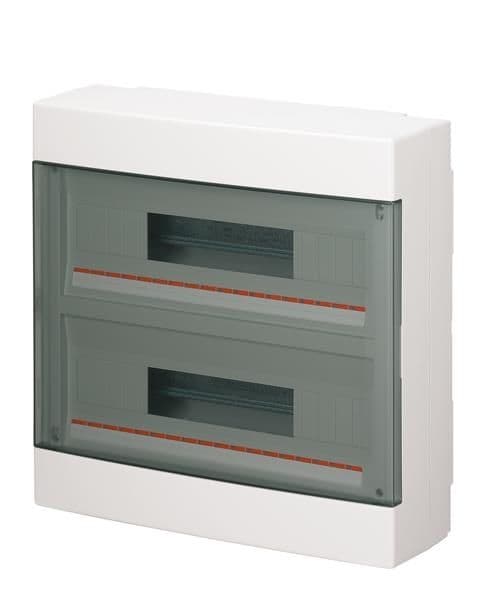 Coffret apparent 36 modules Blanc IP40 avec porte transparente dimensions 400 x 400 x 130mm vue 1