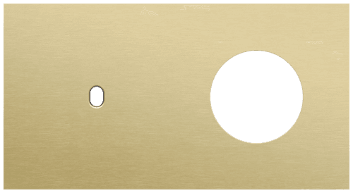 Plaque de recouvrement double, horizontale 71 mm d'entraxe, pour une fonction de commutation simple et une fonction de prise de courant, Niko Toggle alu gold brushed vue 1